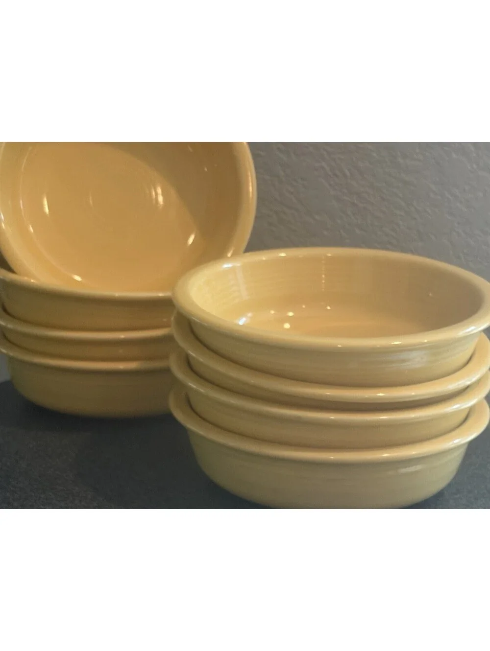 Fiesta Sunflower Yellow Coupe Soup Bowl Set of 8 Homer Laughlin Fiestaware 7